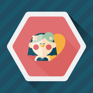 Gelinin düz ikonu, uzun gölgeli, eps10