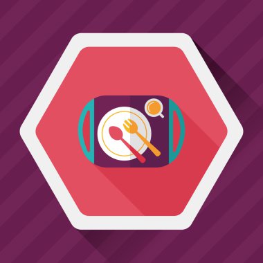 uzun gölge düz simgesiyle dishware ve çatal bıçak takımı