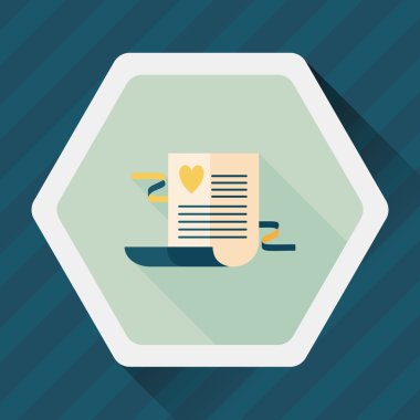 düğün davetiyesi düz simgesi ile uzun gölge, eps10