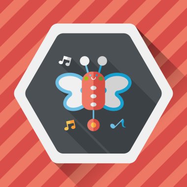 Uzun Gölge, eps10 ile kelebek müzik oyuncak düz simgesi