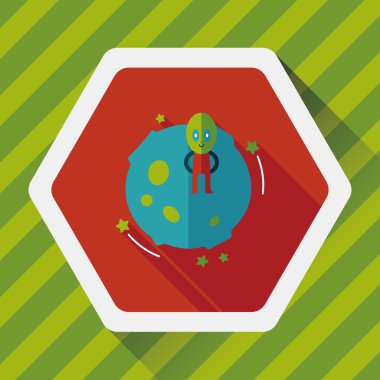 Uzay gezegen ve yabancı uzun gölge, eps10 düz simgesi