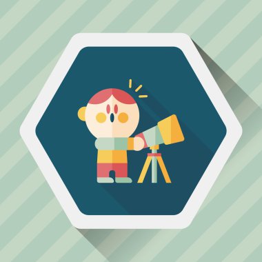 Alan çocuk ve teleskop uzun gölge, eps10 düz simgesi