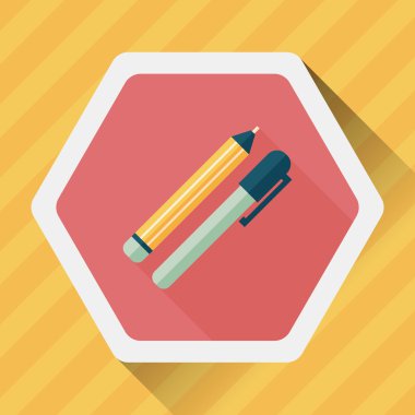 Uzun Gölge, eps10 kalem ve kurşun kalem düz simgesi