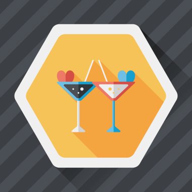 düğün şampanyası uzun gölgeli düz ikon, eps10