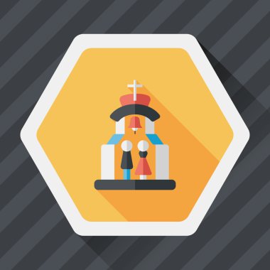 Uzun gölgeli Chruch Düz Simgesi 'nde düğün seremonisi.