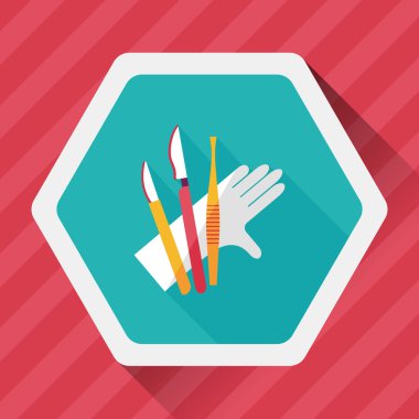 cerrahi alet düz uzun gölge simgesiyle