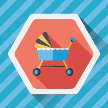 Bebek beşik yatak düz simgesiyle uzun gölge, eps10