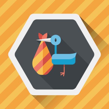 kuş ve bebek düz simgesi ile uzun gölge, eps10