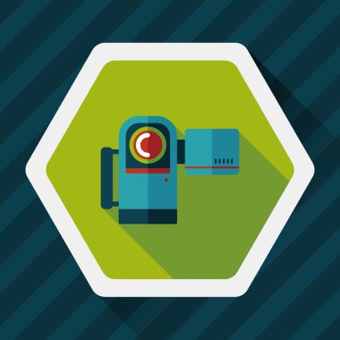 uzun gölge ile video kamera düz simgesi