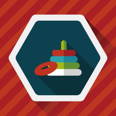 Piramit oyuncak düz simgesi ile uzun gölge, eps10