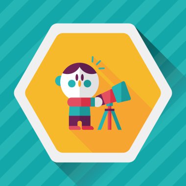 Alan çocuk ve teleskop uzun gölge, eps10 düz simgesi