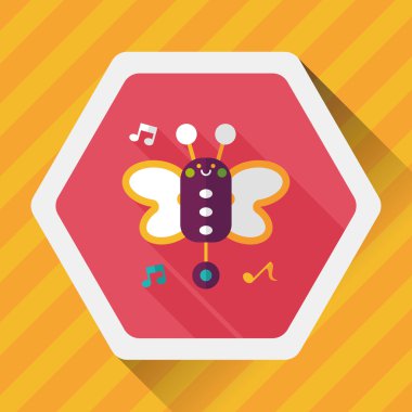 Uzun Gölge, eps10 ile kelebek müzik oyuncak düz simgesi