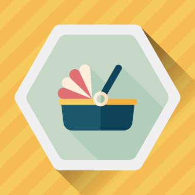 Bebek beşik yatak düz simgesiyle uzun gölge, eps10