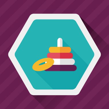 Piramit oyuncak düz simgesi ile uzun gölge, eps10