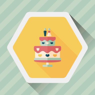 Düğün pastası uzun gölge, eps10 düz simgesiyle