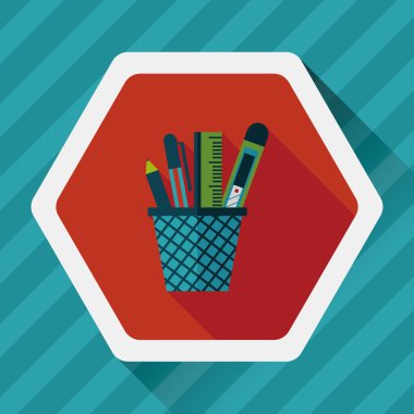 kalem tutucu düz simgesi ile uzun gölge, eps10