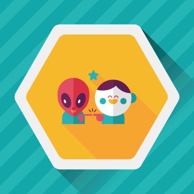 Alan yabancı ve çocuk dostluk düz simgesiyle uzun gölge, eps10