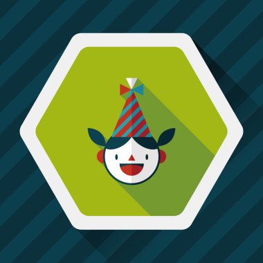 doğum günü partisi kız düz simgesiyle uzun gölge, eps10