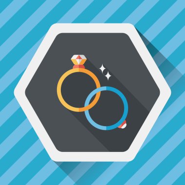 Uzun gölgeli çift elmas yüzük ikonu, eps10