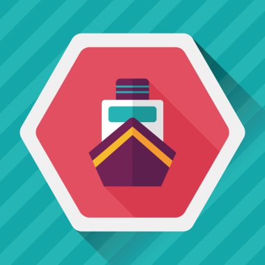 tekne ile uzun gölge düz simgesi