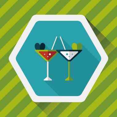 düğün şampanyası uzun gölgeli düz ikon, eps10