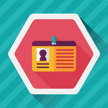 kimlik kartı ile uzun gölge düz simgesi