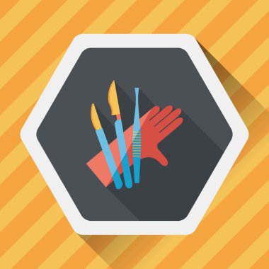 cerrahi alet düz uzun gölge simgesiyle