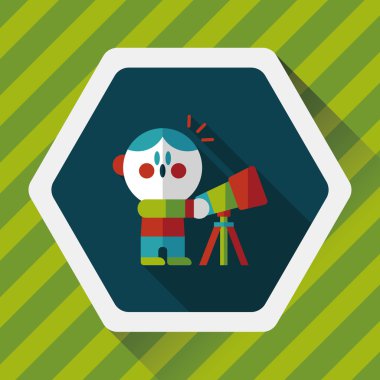 Alan çocuk ve teleskop uzun gölge, eps10 düz simgesi