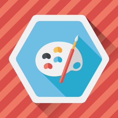 Resim paleti uzun gölge, eps 10 ile boya fırçası düz simgesi ile