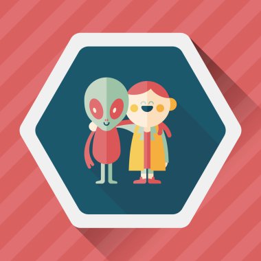 Uzun Gölge, eps10 ile alan yabancı dostluk düz simgesi