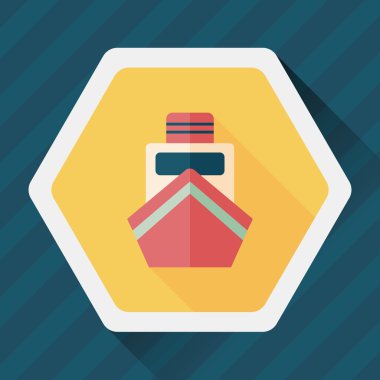 tekne ile uzun gölge düz simgesi