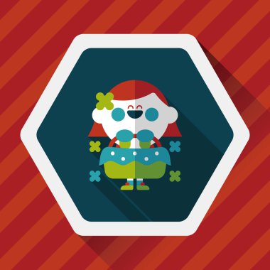 düğün çiçeği kız düz ikon, uzun gölge, eps10