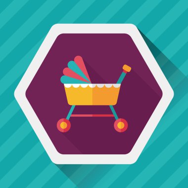 Bebek beşik yatak düz simgesiyle uzun gölge, eps10