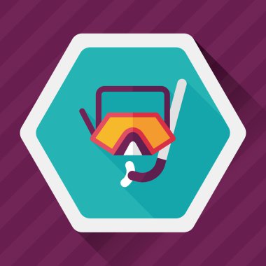 uzun gölge maskesi ve şnorkel düz simgesi