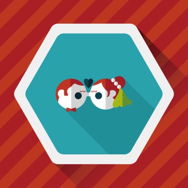 Düğün Çift düz simgesi ile uzun gölge, eps10