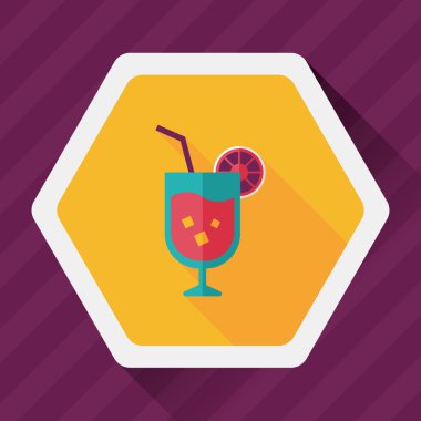 Uzun gölgeli kokteyl düz simgesi