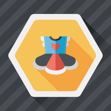 Çocuk elbise düz simgesi ile uzun gölge, eps10