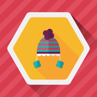 Bebek şapka düz simgesi ile uzun gölge, eps10