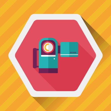 uzun gölge ile video kamera düz simgesi