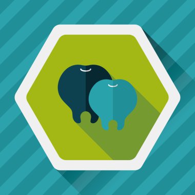 uzun gölge ile diş düz simgesi