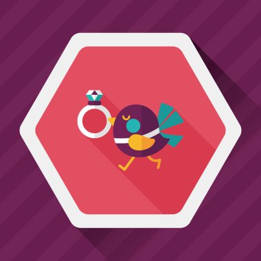 kuş uzun gölge, eps10 ile elmas yüzük düz simgesi ile düğün