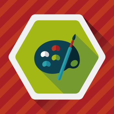 Resim paleti uzun gölge, eps 10 ile boya fırçası düz simgesi ile