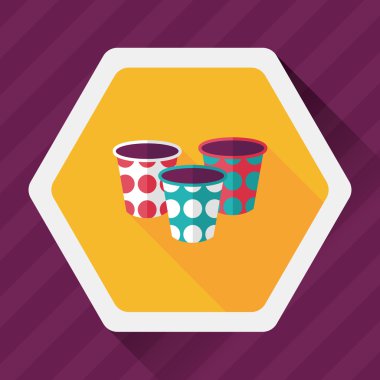 kağıt bardak düz simgesi ile uzun gölge, eps10