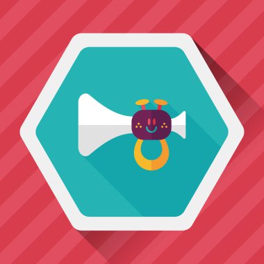 trompet veya boynuzu oyuncak düz simgesi ile uzun gölge, eps10