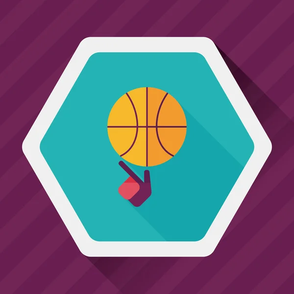 Icono plano de baloncesto con sombra larga, eps10 — Vector de stock