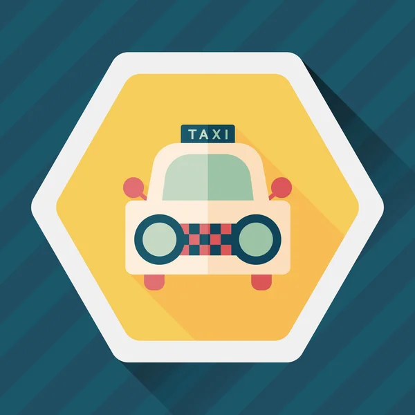 Taxi-Flach-Ikone mit langem Schatten — Stockvektor