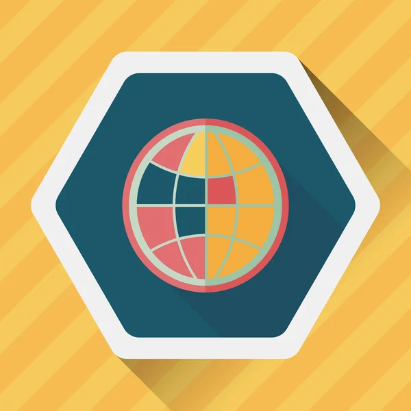 Icône globe, icône plate avec ombre longue — Image vectorielle