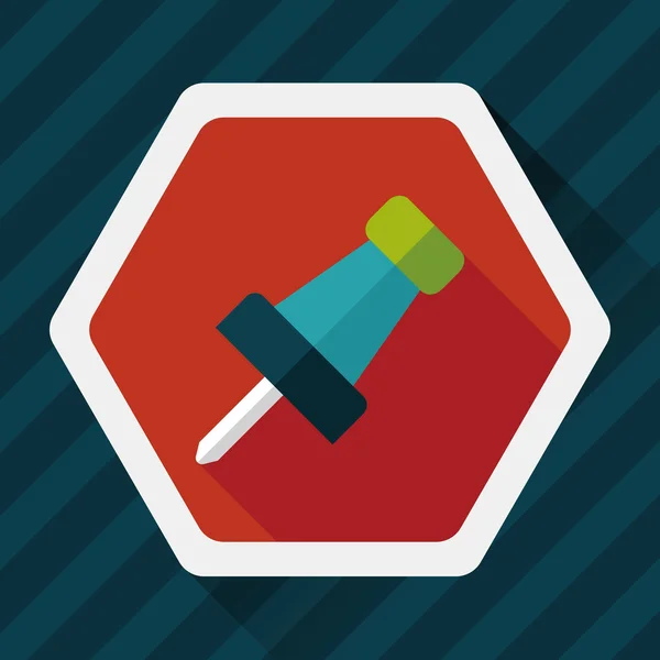 Push pin flat icon with long shadow, eps10 — стоковый вектор