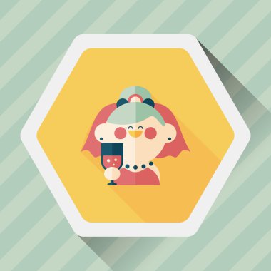 Gelinin düz ikonu, uzun gölgeli, eps10