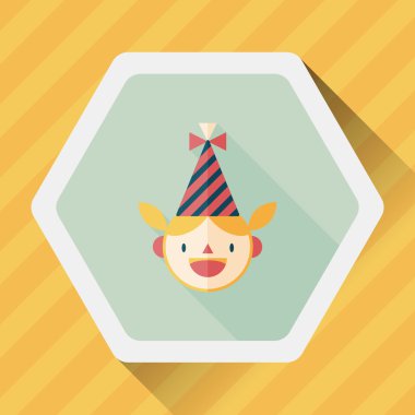 doğum günü partisi kız düz simgesiyle uzun gölge, eps10